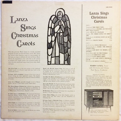Mario Lanza : Lanza Sings Christmas Carols (LP, Album)