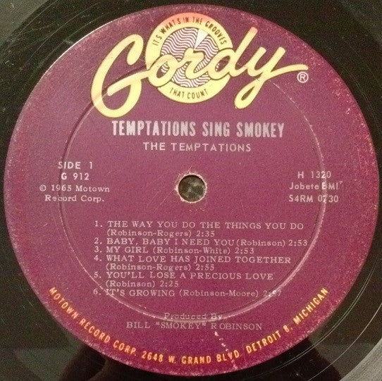 The Temptations : The Temptations Sing Smokey (LP, Album, Mono, Roc)