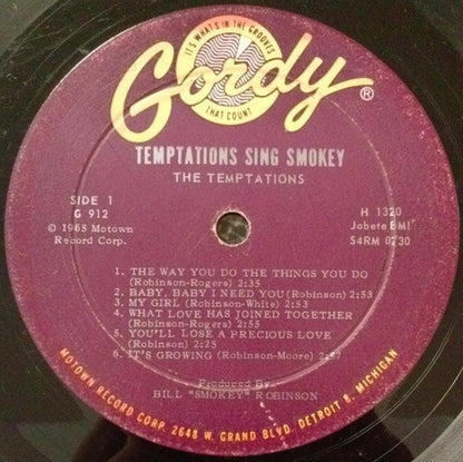 The Temptations : The Temptations Sing Smokey (LP, Album, Mono, Roc)