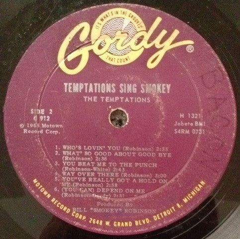 The Temptations : The Temptations Sing Smokey (LP, Album, Mono, Roc)