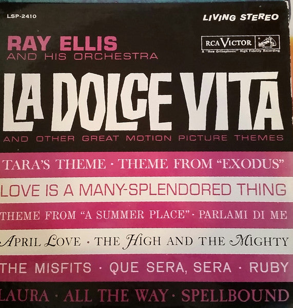 Ray Ellis And His Orchestra : La Dolce Vita And Other Great Motion Picture Themes (LP, Album, RE)
