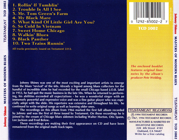 The Johnny Shines Band* : Masters Of Modern Blues (CD, Album, RE, RM)