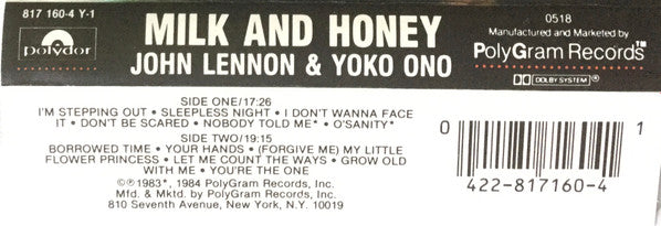 John Lennon & Yoko Ono : Milk And Honey (Cass, Album, 35)