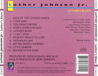 Luther Johnson Jr* : Luther's Blues (CD, Album, RE)