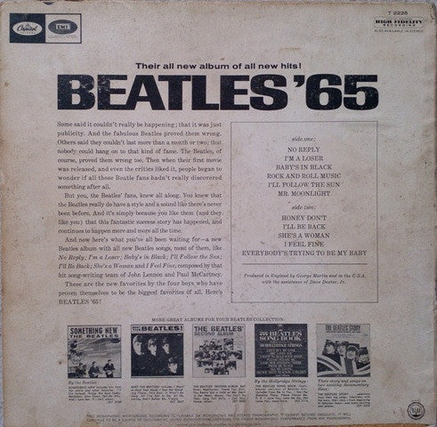 The Beatles : Beatles '65 (LP, Album, Mono, Glo)
