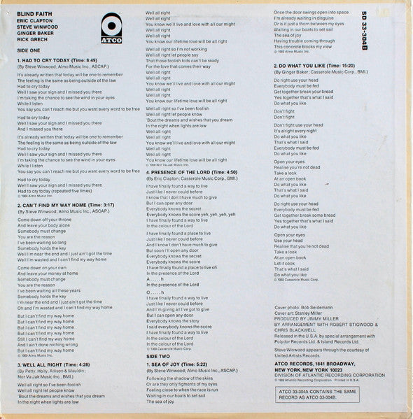 Blind Faith (2) : Blind Faith (LP, Album, Ter)