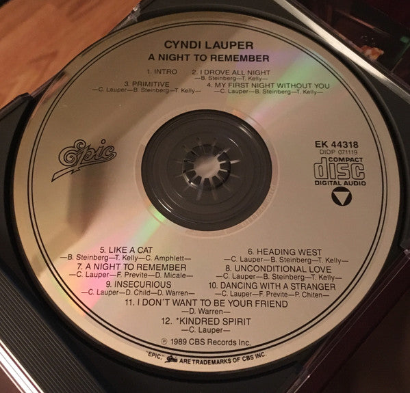 Cyndi Lauper : A Night To Remember (CD, Album)
