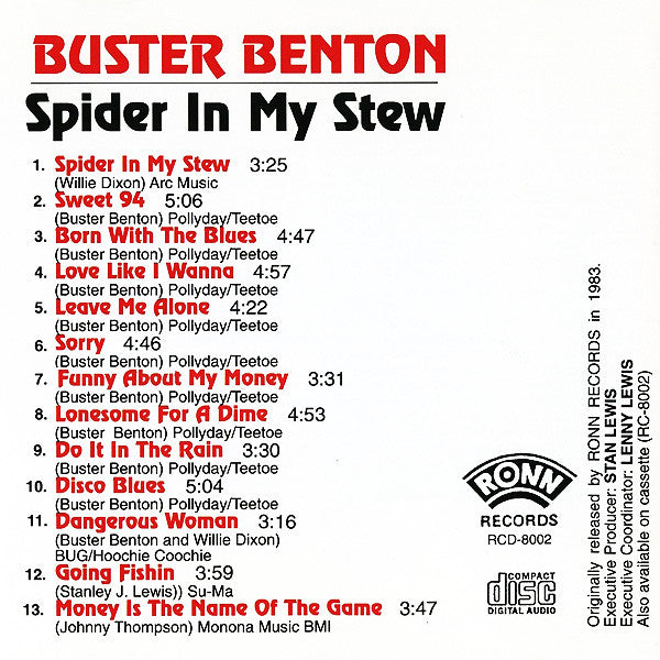 Buster Benton : Spider In My Stew (CD, Album, RE)