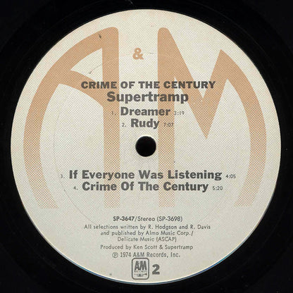 Supertramp : Crime Of The Century (LP, Album)