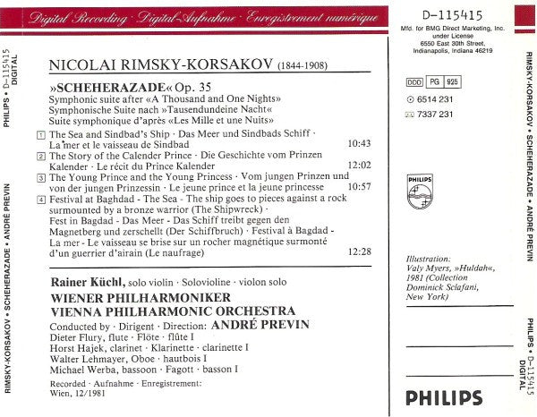 Rimsky-Korsakov*, Rainer Küchl, Wiener Philharmoniker, André Previn : Scheherazade (CD, Club)