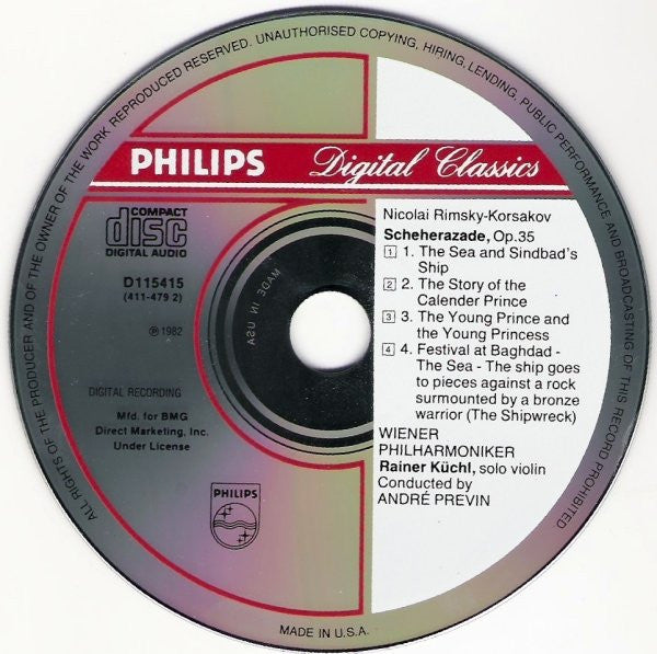 Rimsky-Korsakov*, Rainer Küchl, Wiener Philharmoniker, André Previn : Scheherazade (CD, Club)