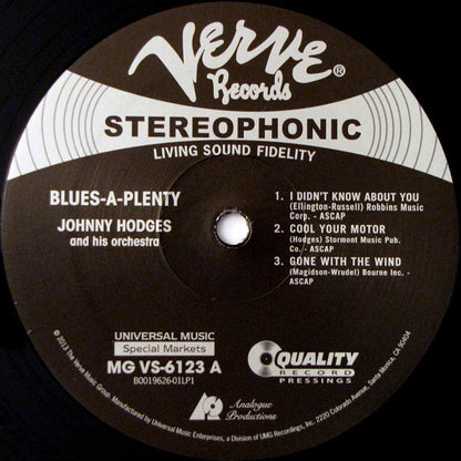 Johnny Hodges And His Orchestra : Blues A-Plenty (2x12", Album, Ltd, RE, 200)