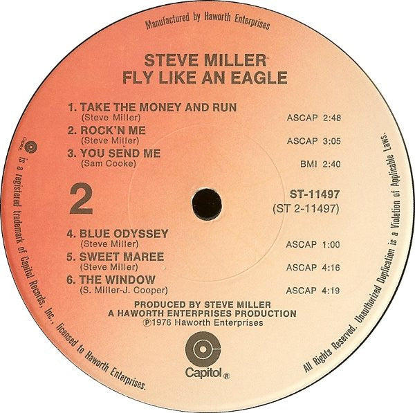 Steve Miller Band : Fly Like An Eagle (LP, Album, Jac)