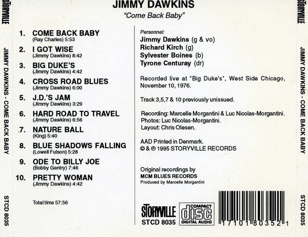 Jimmy Dawkins : Come Back Baby (CD, Album, RE)