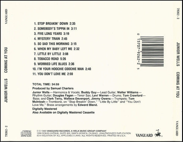 Junior Wells : Coming At You (CD, Album, RE)