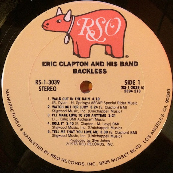 Eric Clapton : Backless (LP, Album, Pit)