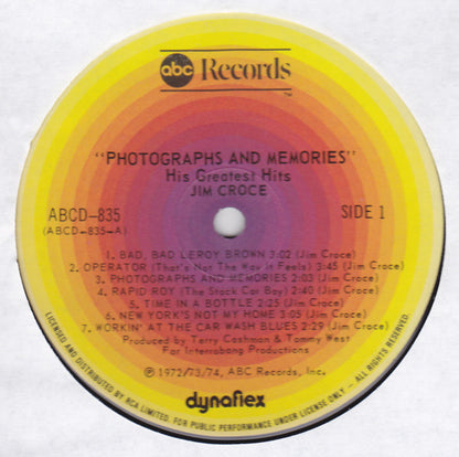 Jim Croce : Photographs & Memories: His Greatest Hits (LP, Comp, Dyn)
