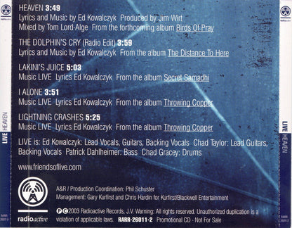 Live : Heaven (CD, Single, Promo)