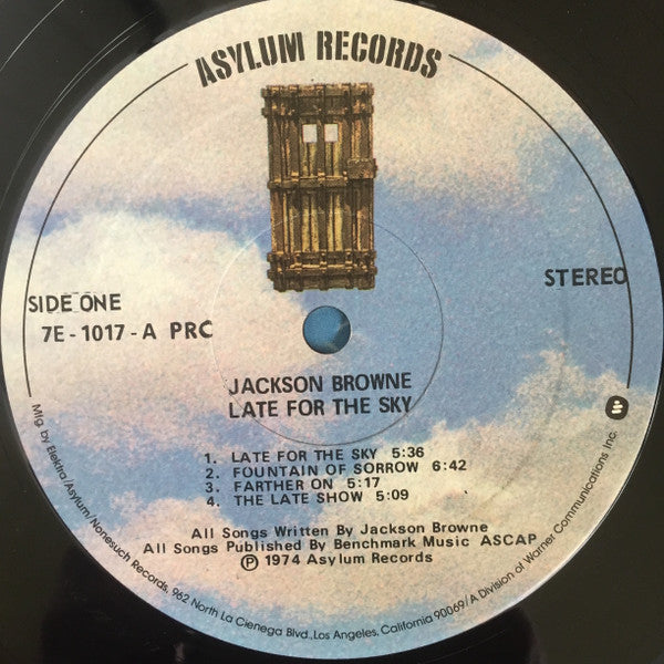 Jackson Browne : Late For The Sky (LP, Album, RE, PRC)