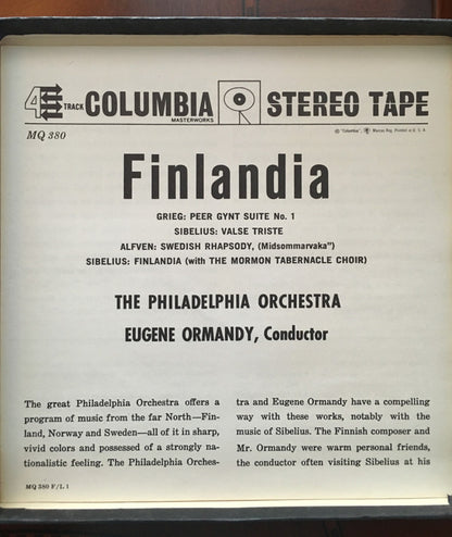 The Philadelphia Orchestra, Eugene Ormandy - Sibelius*, Grieg*, Alfvén*, The Mormon Tabernacle Choir* : Finlandia (Reel, 4tr Stereo, 7" Reel)