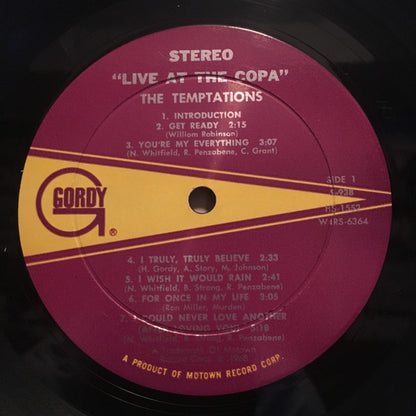 The Temptations : Live At The Copa (LP, Album, Hol)