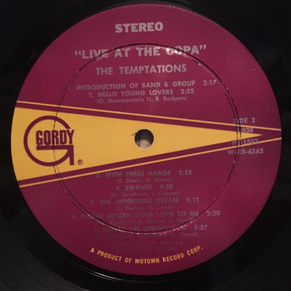 The Temptations : Live At The Copa (LP, Album, Hol)