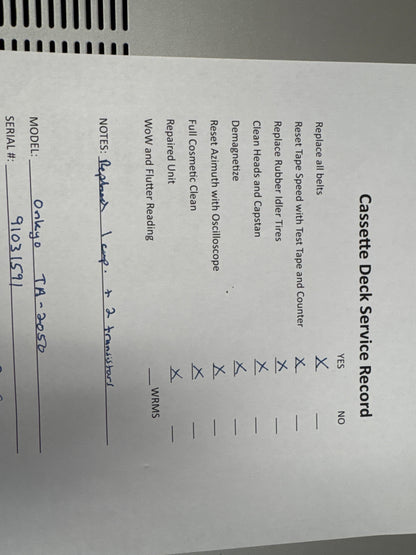 Onkyo TA-2050 Single Cassette Deck - Fully Serviced !