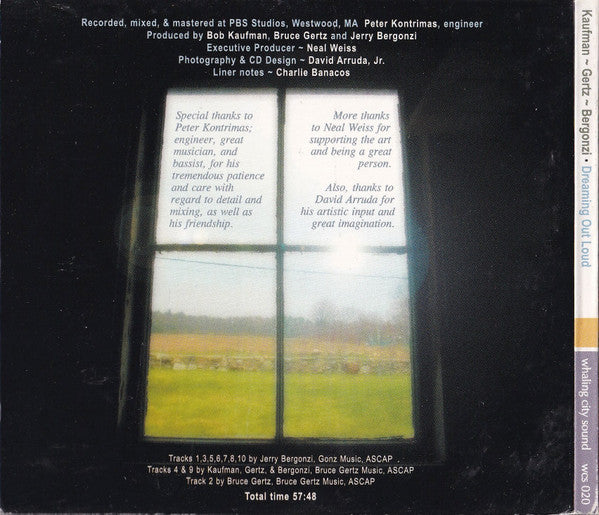 Robert Kaufman (2) / Bruce Gertz / Jerry Bergonzi : Dreaming Out Loud (CD, Album)