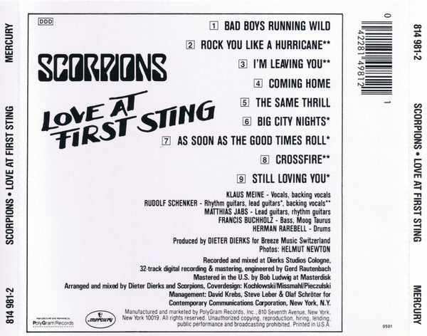 Scorpions : Love At First Sting (CD, Album, RE)