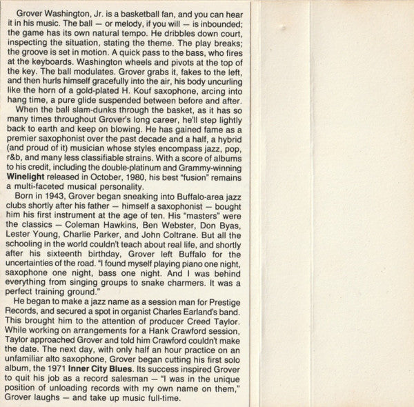 Grover Washington, Jr. : Anthology Of Grover Washington Jr. (Cass, Comp, Dol)