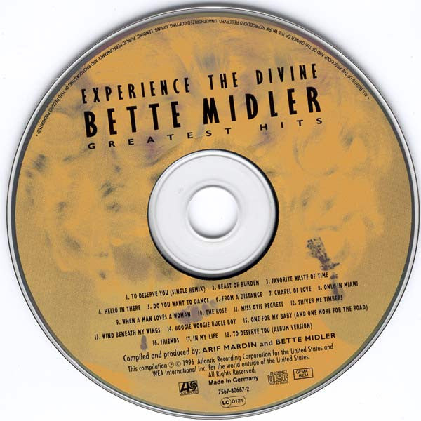 Bette Midler : Experience The Divine (Greatest Hits) (CD, Comp, RM, RP)