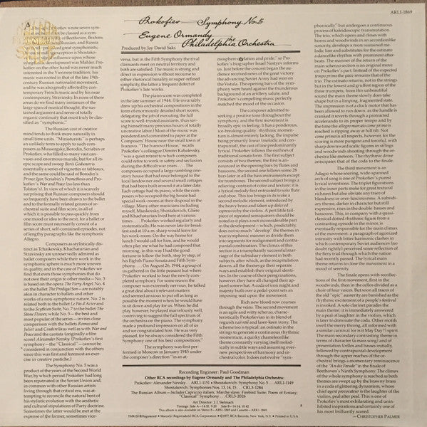 Eugene Ormandy, Prokofiev*, The Philadelphia Orchestra : Symphony No. 5 (LP)