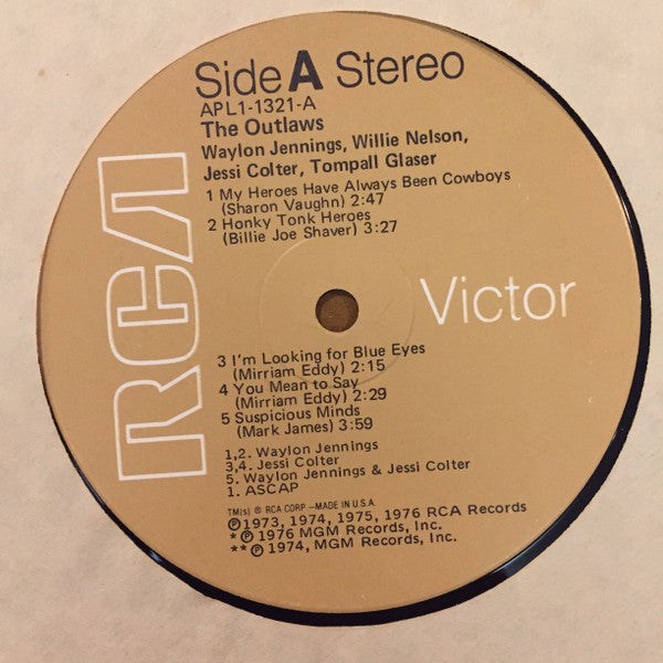 Waylon Jennings, Willie Nelson, Jessi Colter, Tompall Glaser : Wanted! The Outlaws (LP, Album, Comp, RP, Ind)