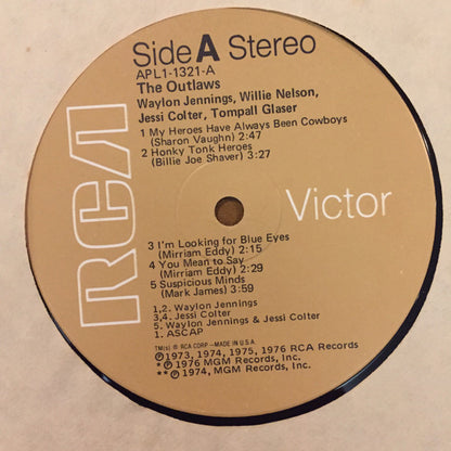 Waylon Jennings, Willie Nelson, Jessi Colter, Tompall Glaser : Wanted! The Outlaws (LP, Album, Comp, RP, Ind)