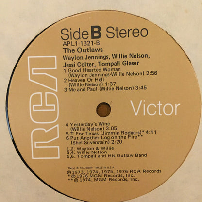 Waylon Jennings, Willie Nelson, Jessi Colter, Tompall Glaser : Wanted! The Outlaws (LP, Album, Comp, RP, Ind)