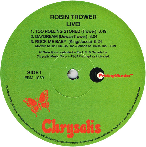 Robin Trower : Robin Trower Live! (LP, Album, RE, 180)