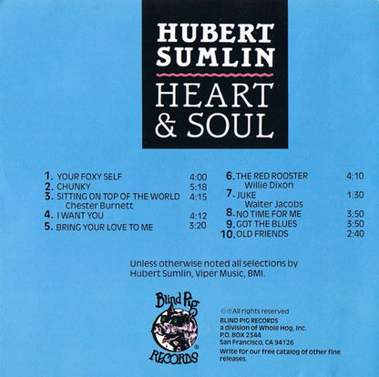 Hubert Sumlin With James Cotton & Little Mike And The Tornadoes : Heart & Soul (CD, Album)