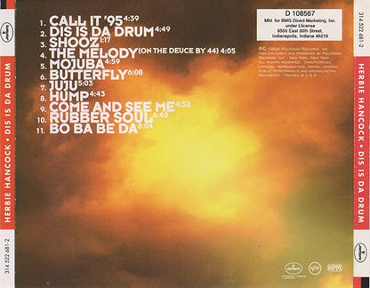 Herbie Hancock : Dis Is Da Drum (CD, Album, Club)
