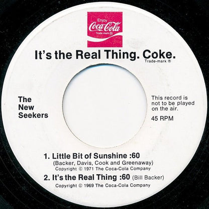The New Seekers : It's The Real Thing. Coke. (7", Promo)