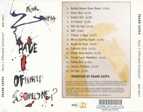Frank Zappa : Have I Offended Someone? (CD, Comp, Club, Cin)