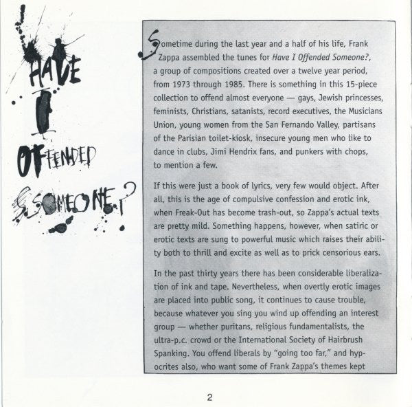 Frank Zappa : Have I Offended Someone? (CD, Comp, Club, Cin)