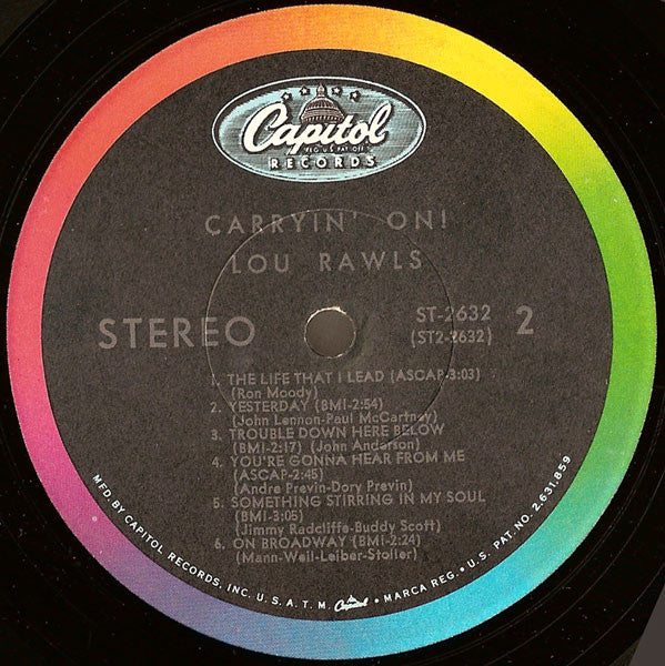 Lou Rawls : Carryin' On! (LP, Album, Scr)