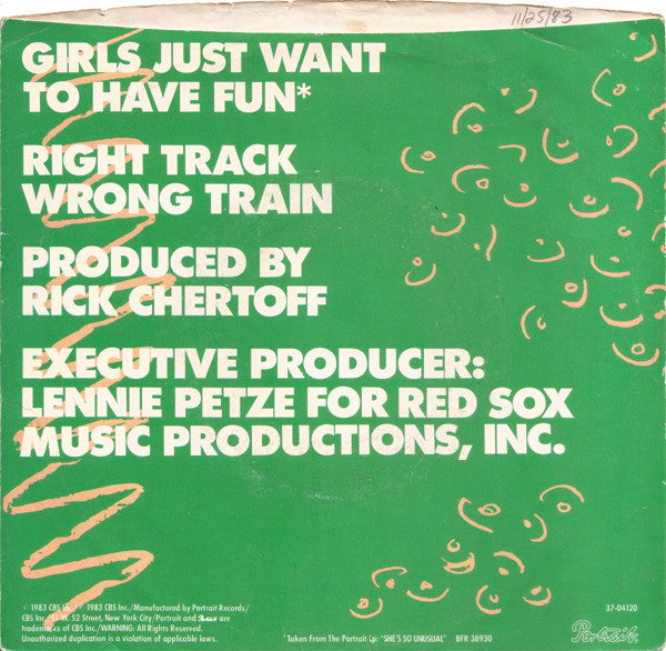 Cyndi Lauper : Girls Just Want To Have Fun (7", Single, Styrene, Pit)