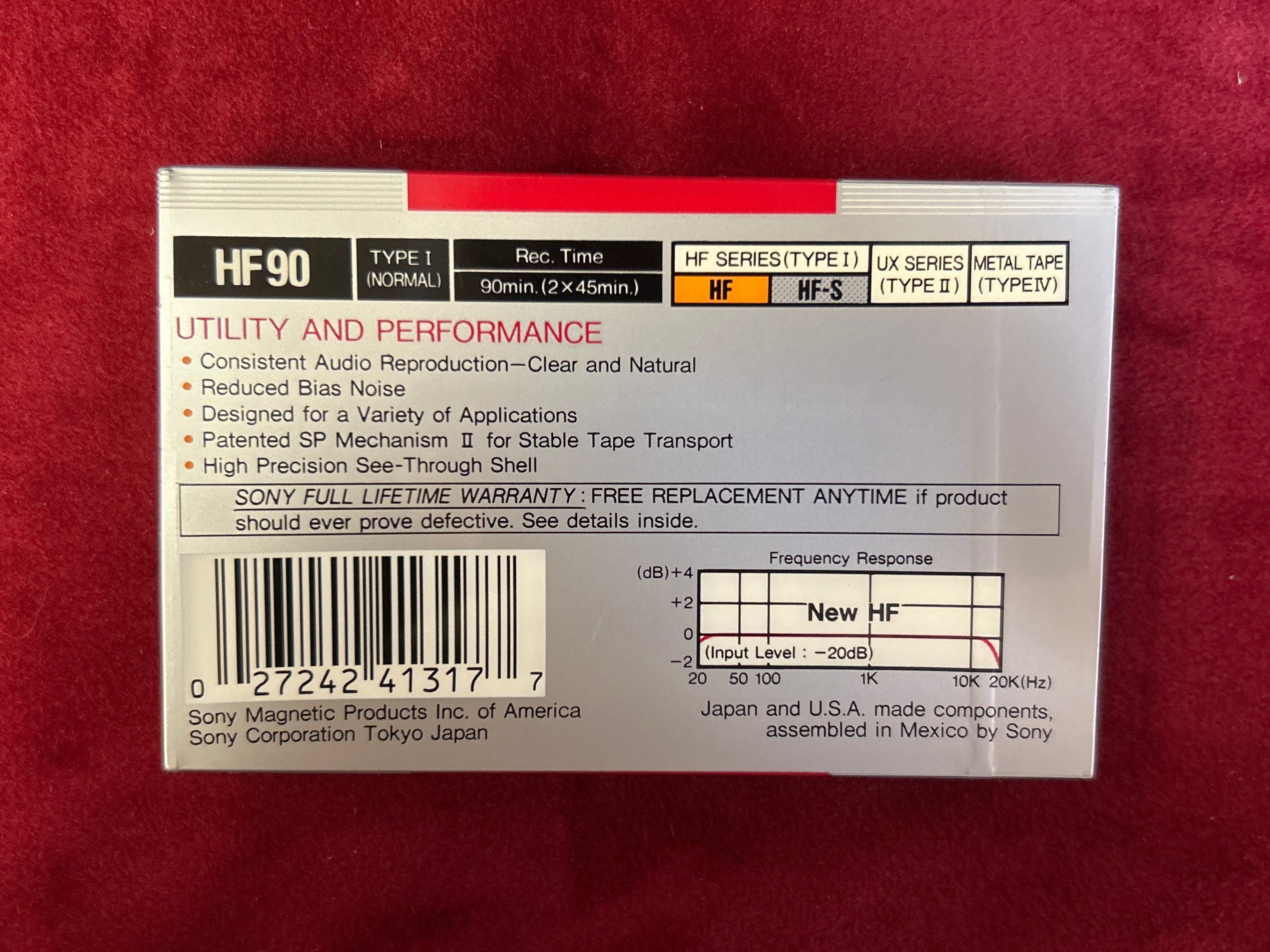 1988 Sony HF Blank Cassette 90 mins