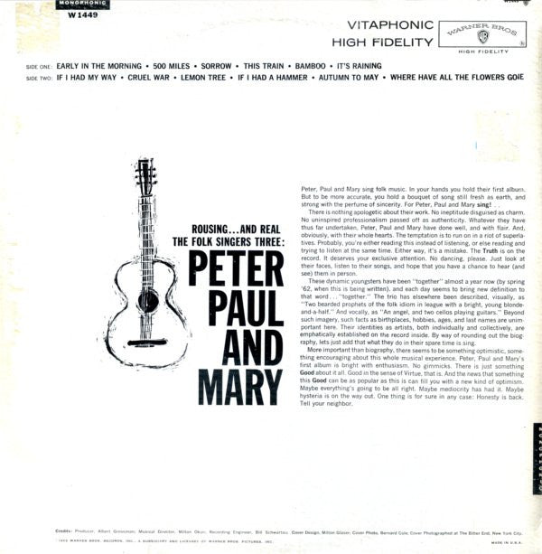 Peter, Paul And Mary* : Peter, Paul And Mary (LP, Album, Mono)