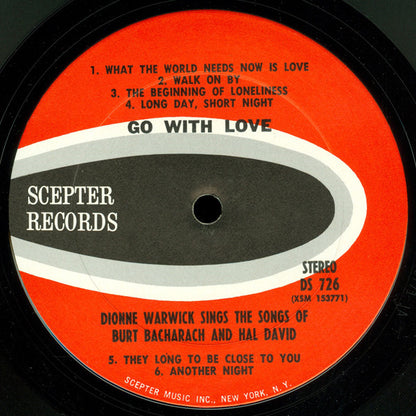 Dionne Warwick : Go With Love (Dionne Warwick Sings The Songs Of Burt Bacharach And Hal David) (2xLP, Comp, Club, Col)