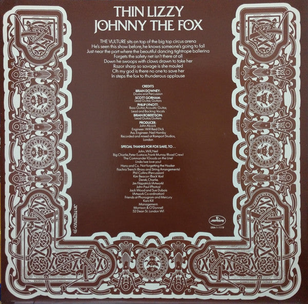 Thin Lizzy : Johnny The Fox (LP, Album, Club, Ind)