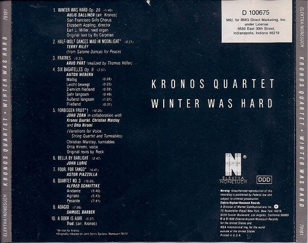 Kronos Quartet : Winter Was Hard (CD, Album, Club)