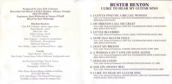 Buster Benton : I Like To Hear My Guitar Sing (CD, Album)