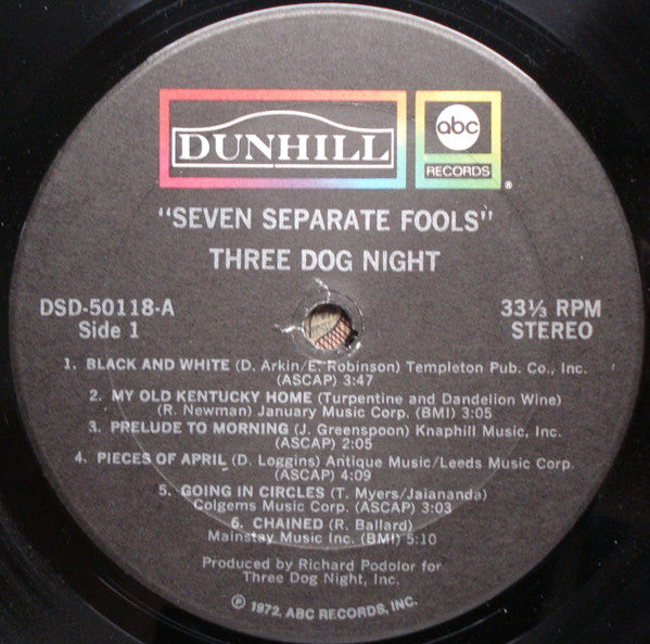 Three Dog Night : Seven Separate Fools (LP, Album, Tru)